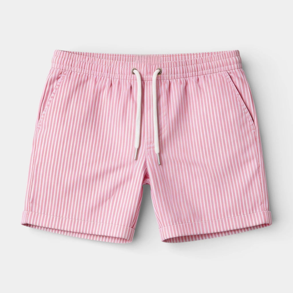 Striped Drawstring Shorts Elastic Waist Relaxed Fit for Men