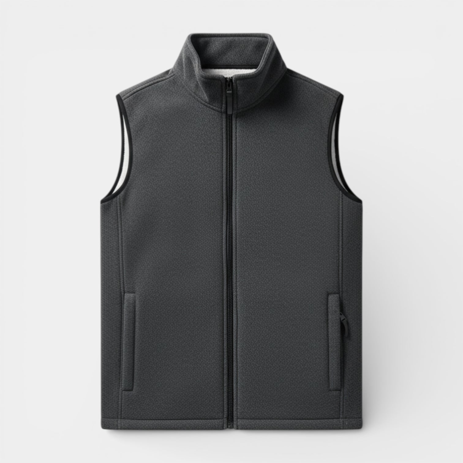 Zip-Up Stand Collar Textured Vest Regular Fit for Men