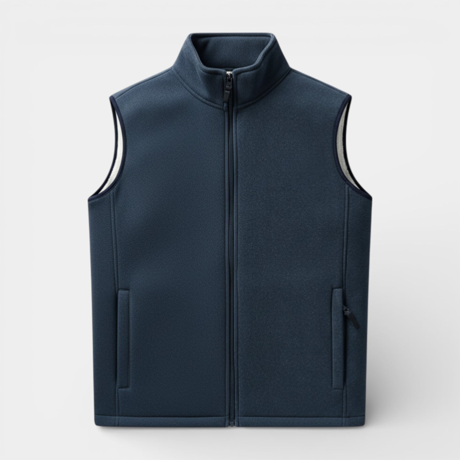 Zip-Up Stand Collar Textured Vest Regular Fit for Men