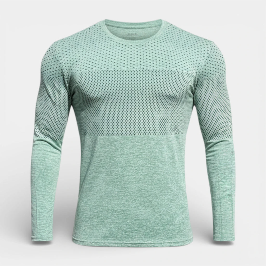 Textured Panel Crew Neck Shirt Regular Fit for Men