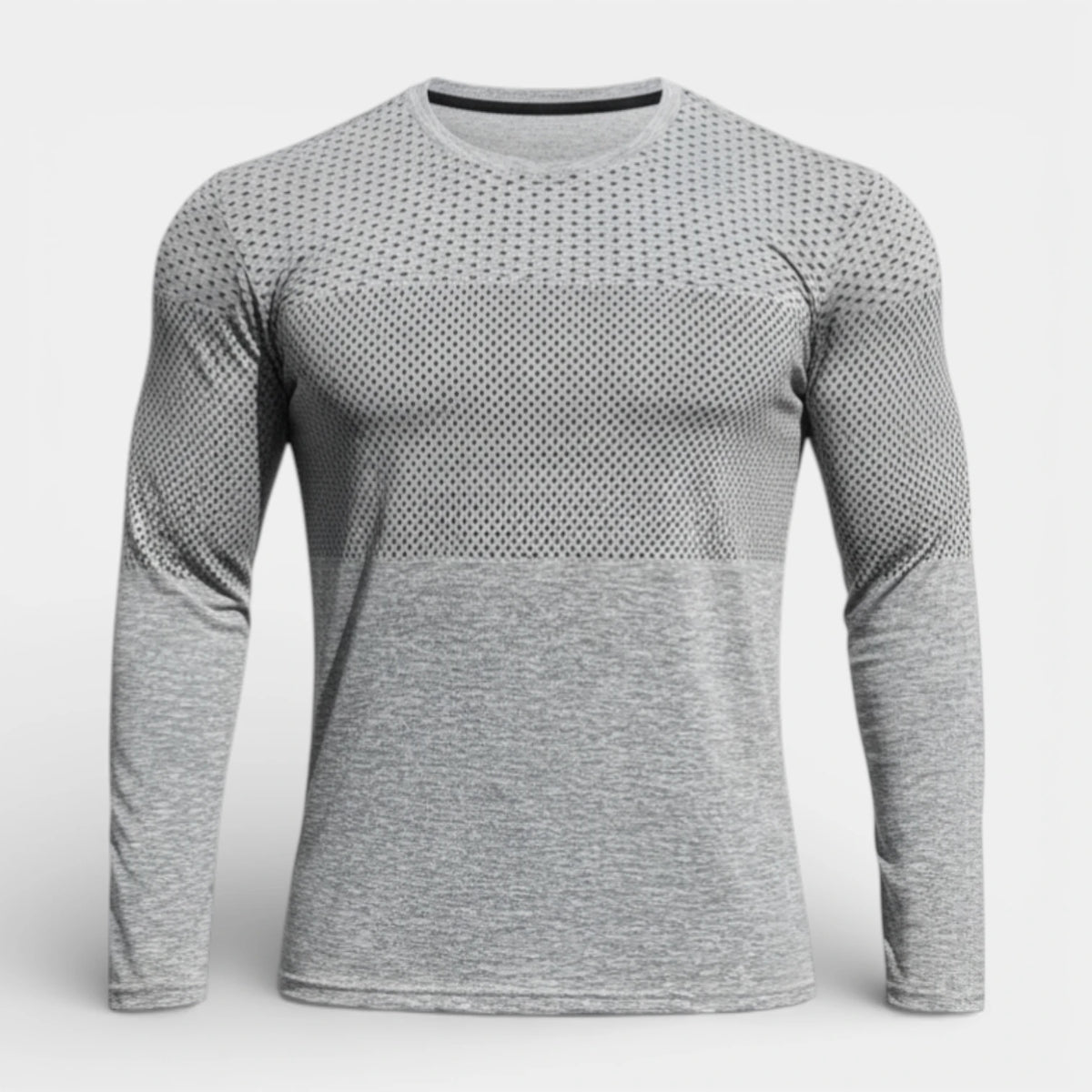 Textured Panel Crew Neck Shirt Regular Fit for Men