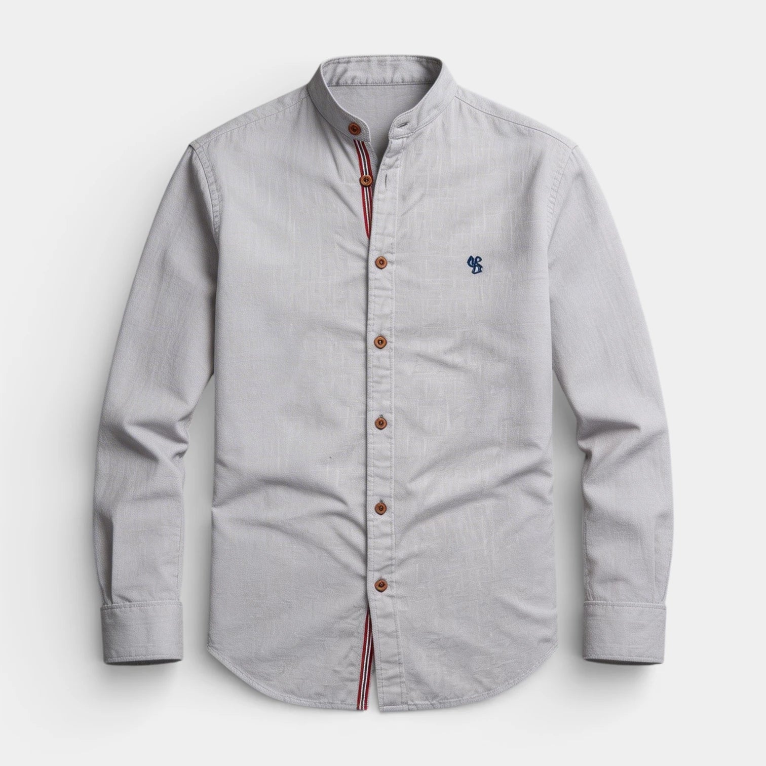 Stand Collar Button-Up Shirt Regular Fit for Men