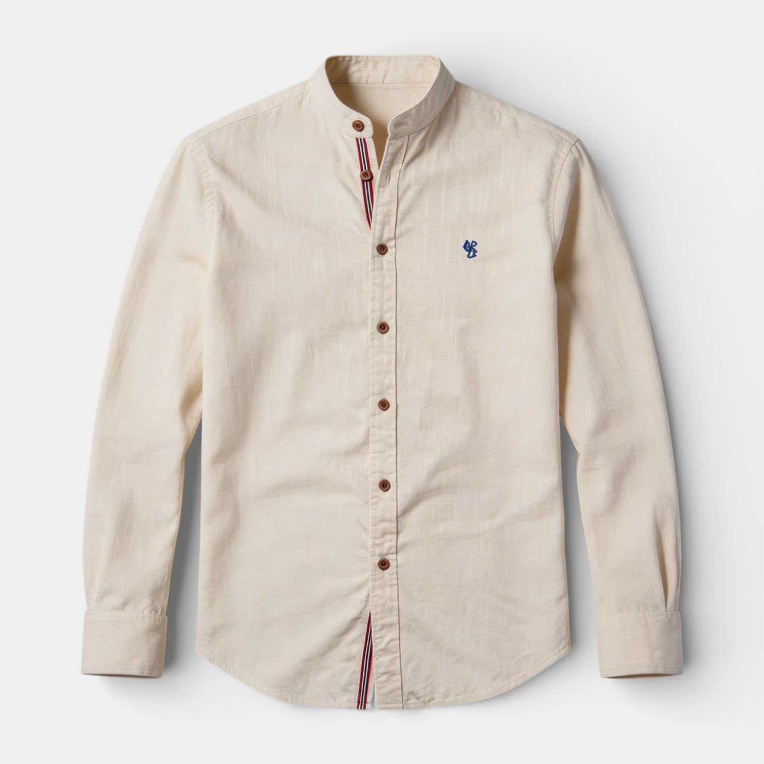 Stand Collar Button-Up Shirt Regular Fit for Men