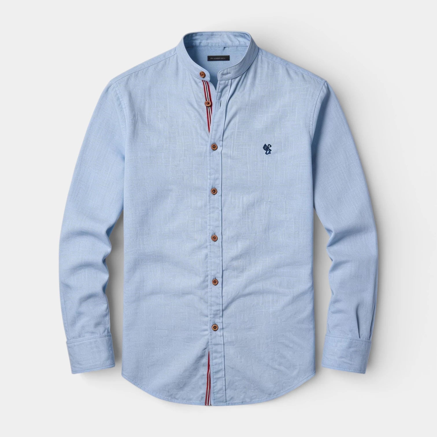 Stand Collar Button-Up Shirt Regular Fit for Men