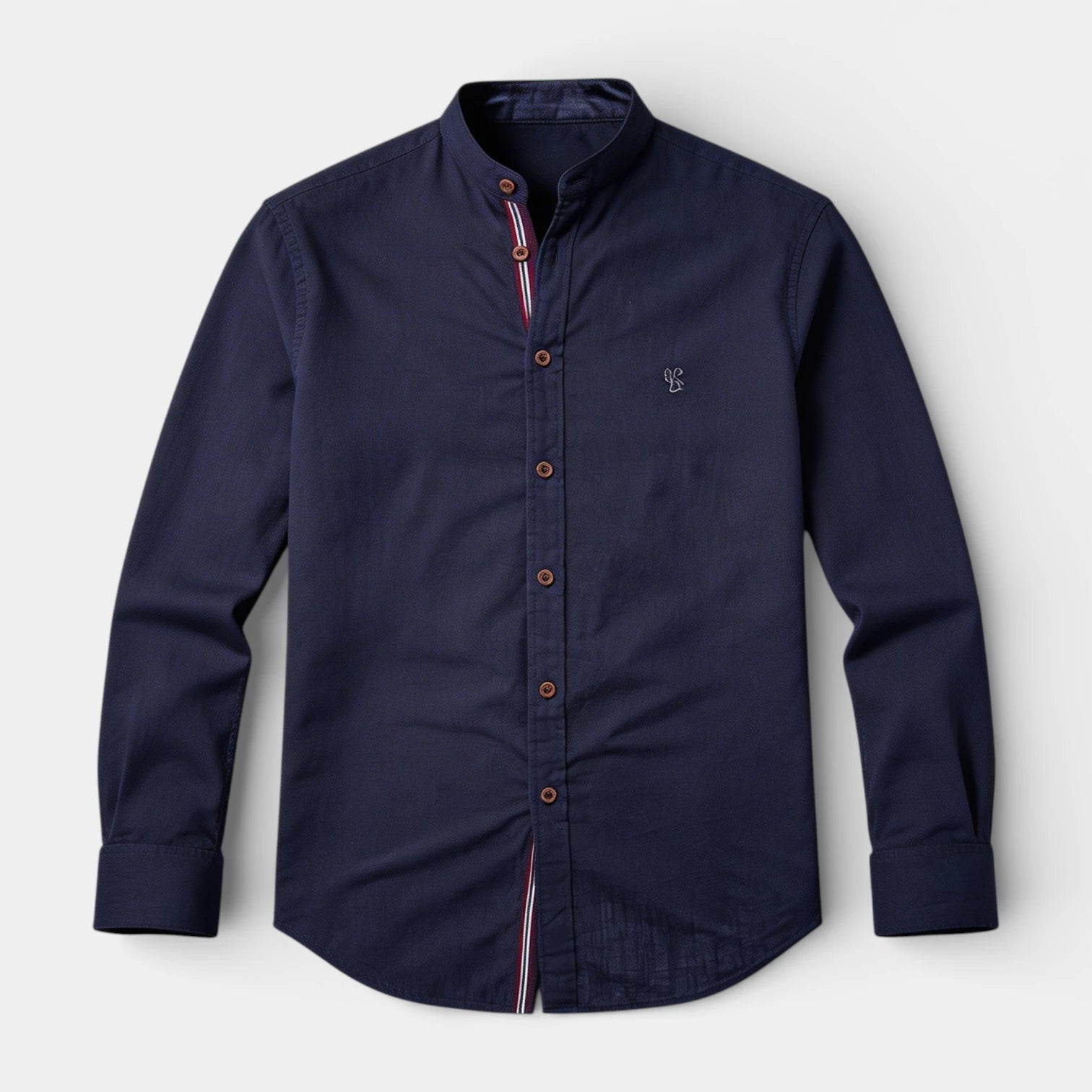 Stand Collar Button-Up Shirt Regular Fit for Men