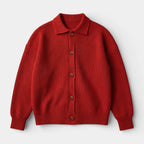 Collared Button-Up Rib Knit Cardigan Regular Fit for Men