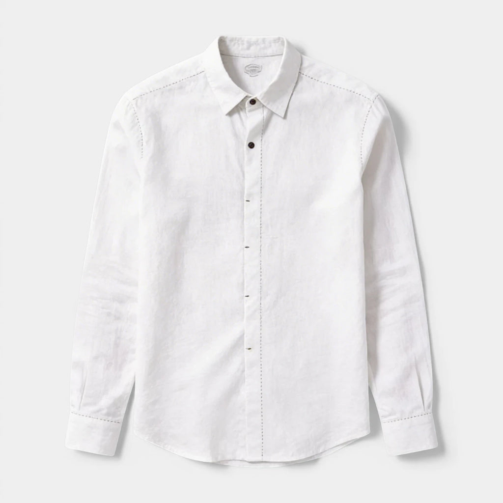 Textured Button-Up Shirt Spread Collar for Men