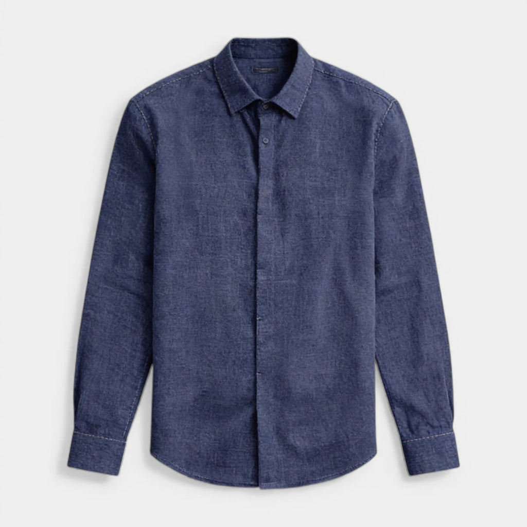 Textured Button-Up Shirt Spread Collar for Men