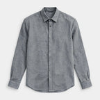 Textured Button-Up Shirt Spread Collar for Men