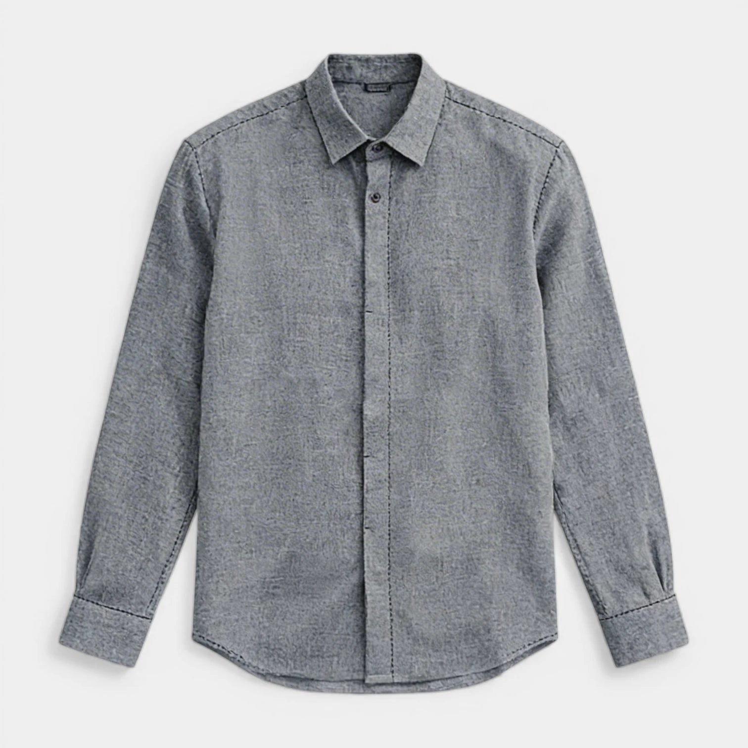 Textured Button-Up Shirt Spread Collar for Men