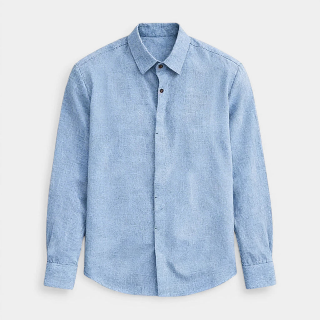 Textured Button-Up Shirt Spread Collar for Men
