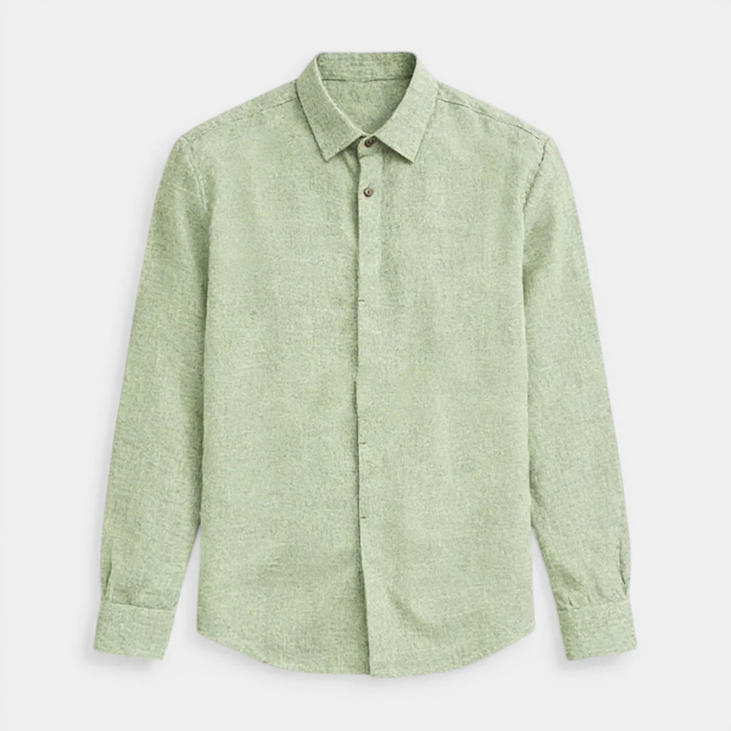 Textured Button-Up Shirt Spread Collar for Men