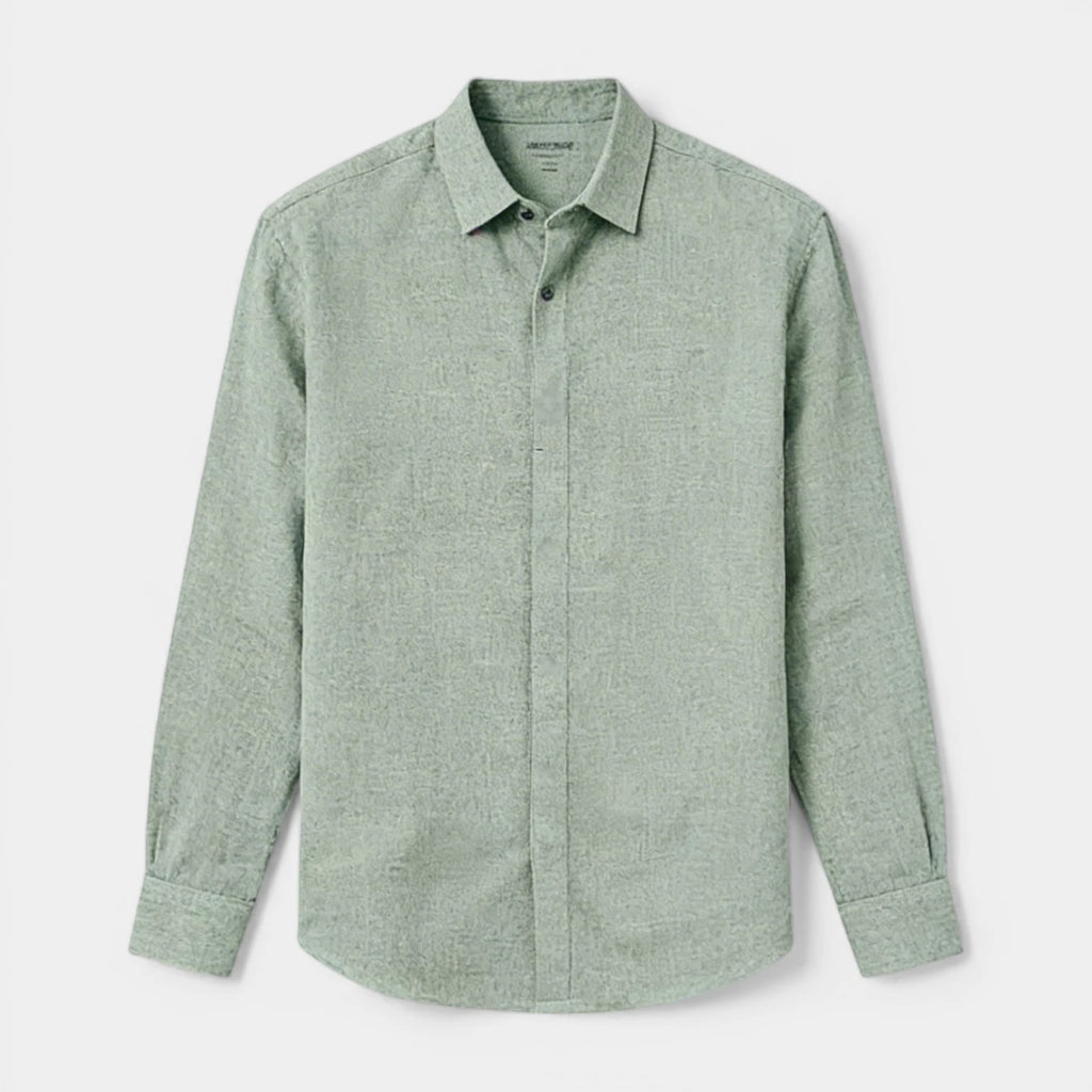 Textured Button-Up Shirt Spread Collar for Men