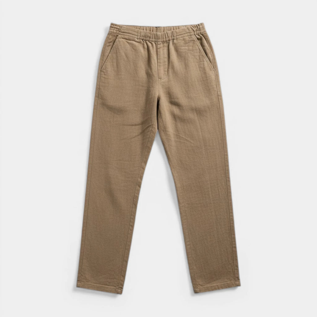 Tapered Pants Elastic Waist Flat Front for Men