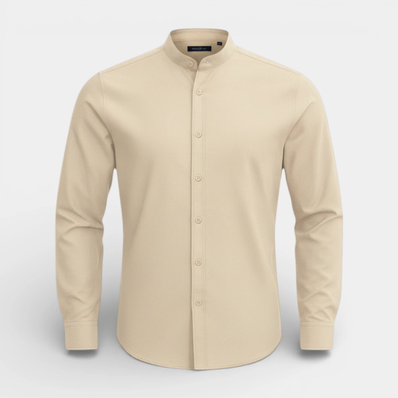 Band Collar Button-Up Shirt Long Sleeve for Men