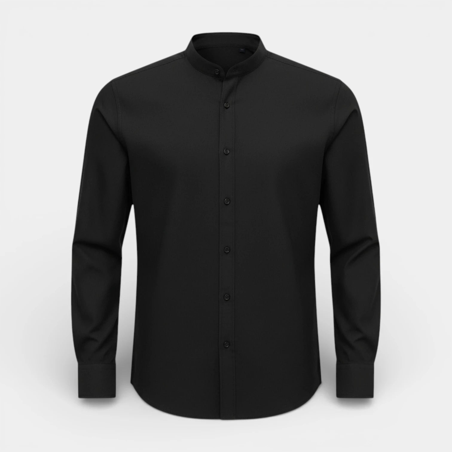 Band Collar Button-Up Shirt Long Sleeve for Men
