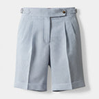 Pleated Shorts Striped Texture Side Adjuster Relaxed Fit for Men
