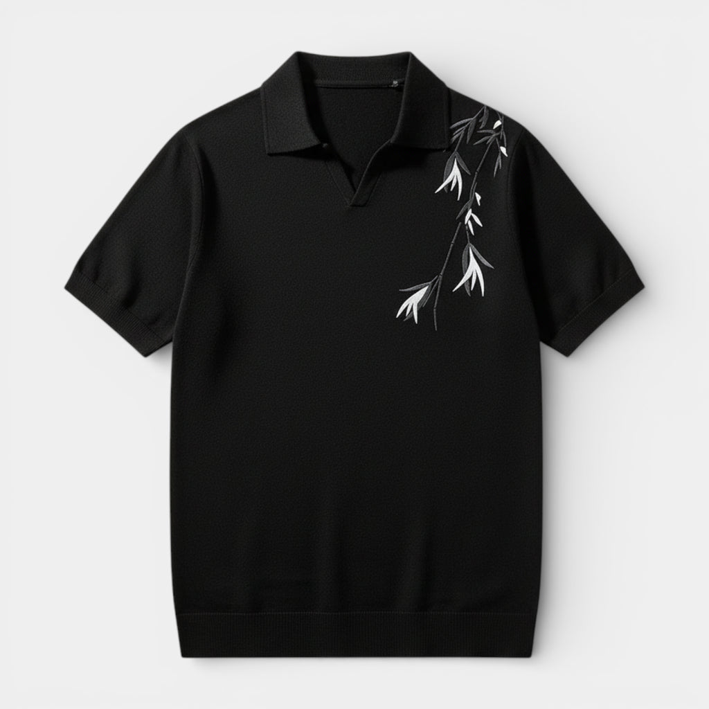 Short Sleeve Knit Polo Shirt Collared for Men