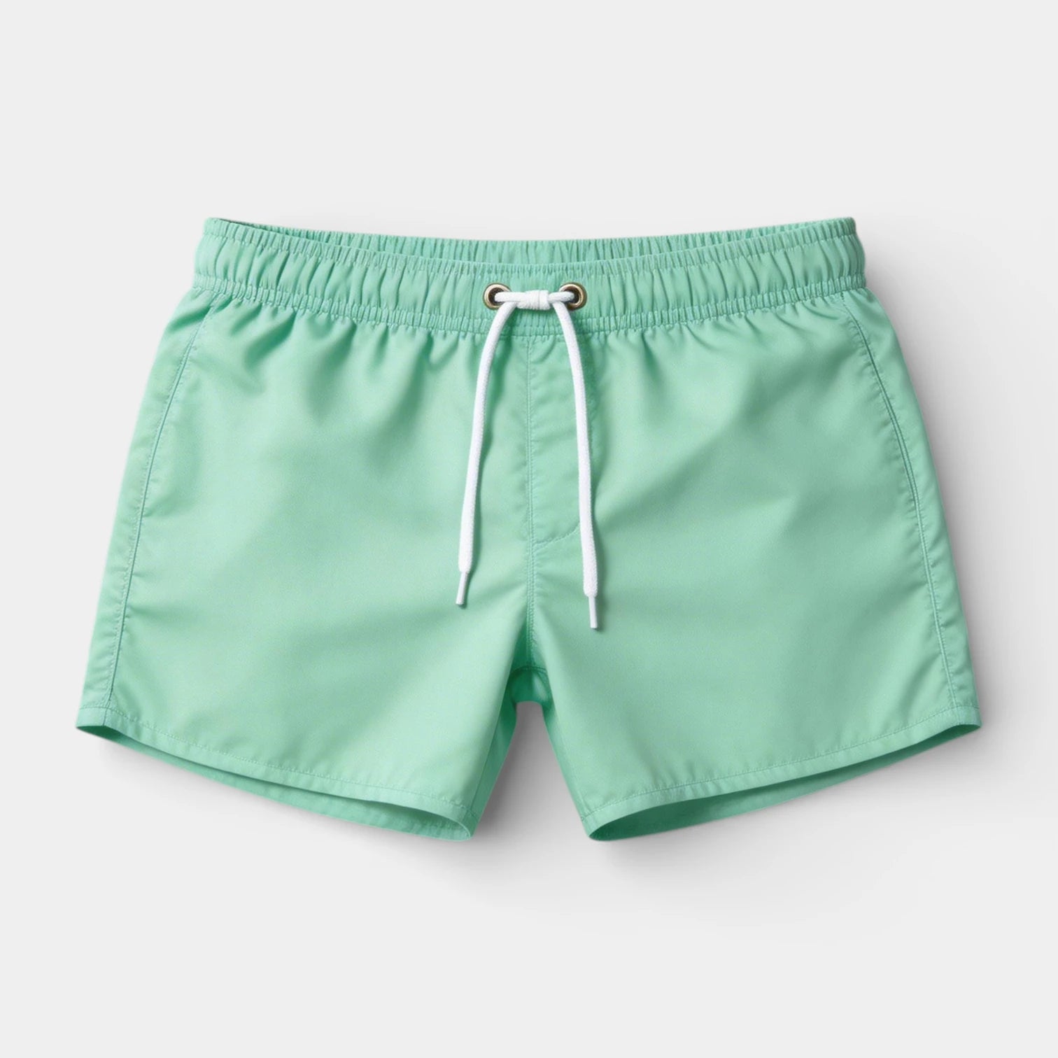 Solid Swim Shorts Elastic Drawstring Waist for Men