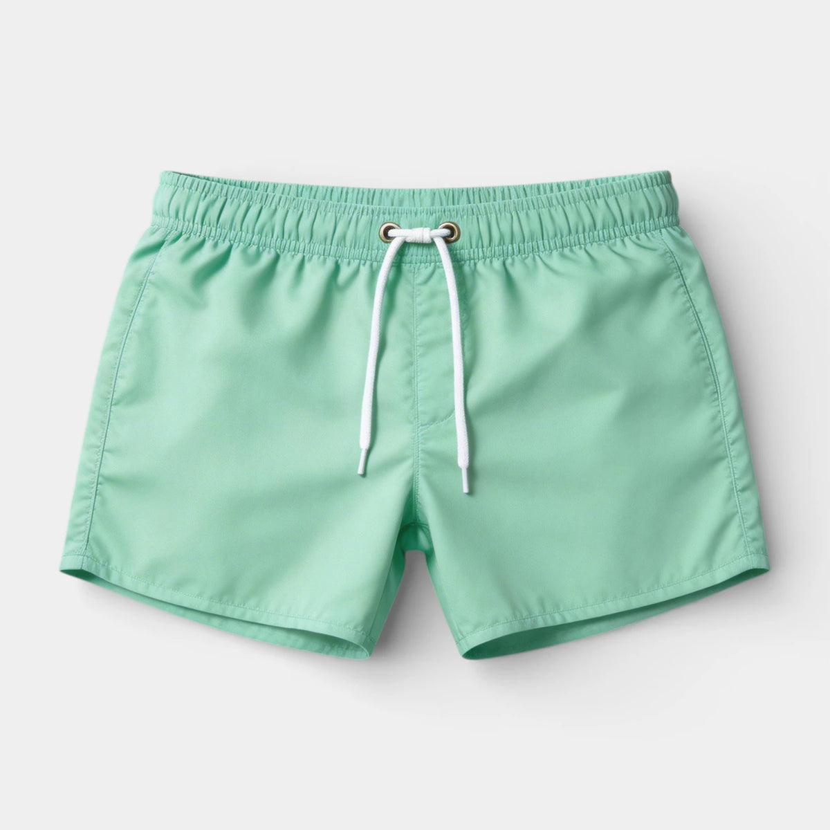 Solid Swim Shorts Elastic Drawstring Waist for Men