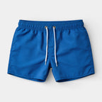 Solid Swim Shorts Elastic Drawstring Waist for Men