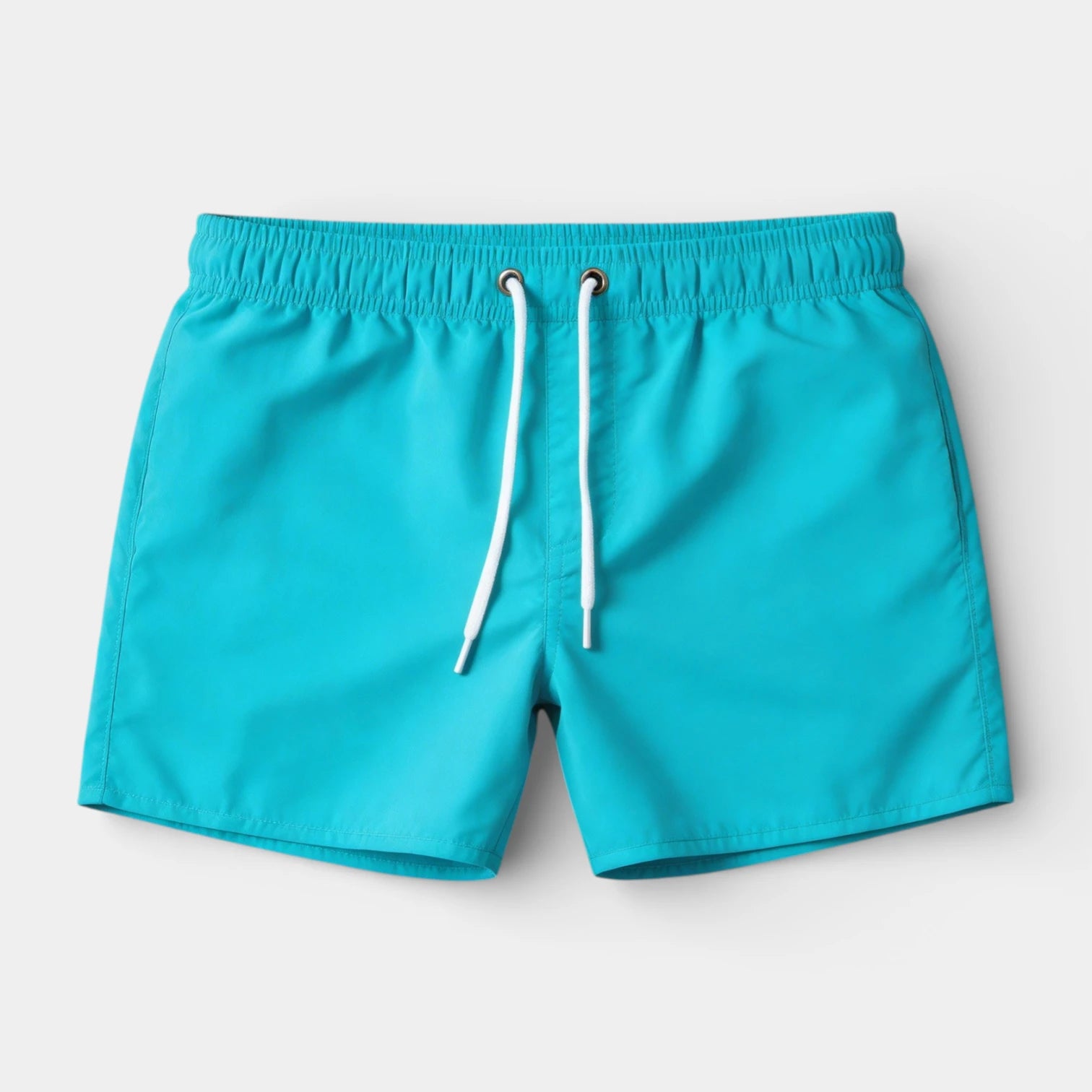 Solid Swim Shorts Elastic Drawstring Waist for Men