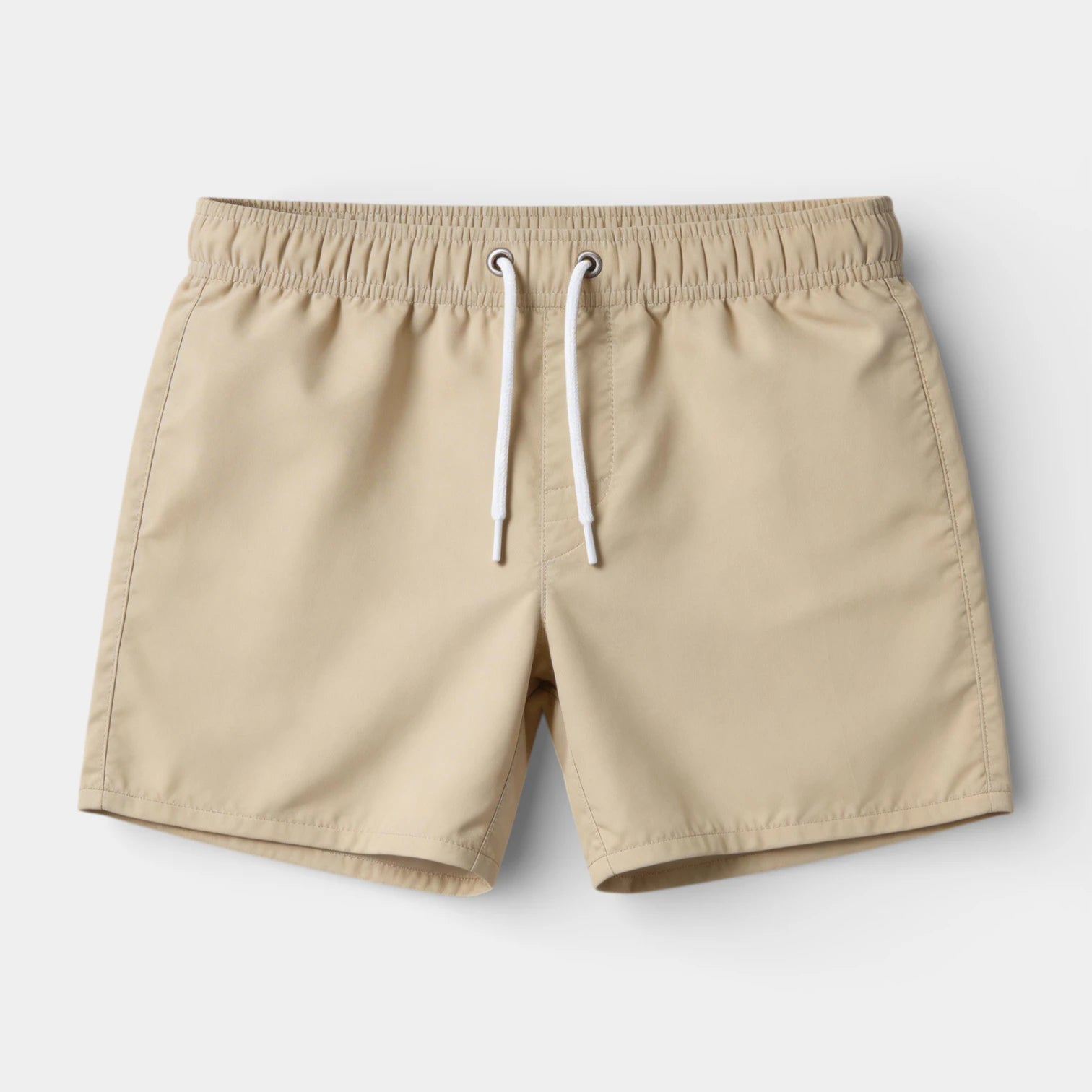 Solid Swim Shorts Elastic Drawstring Waist for Men