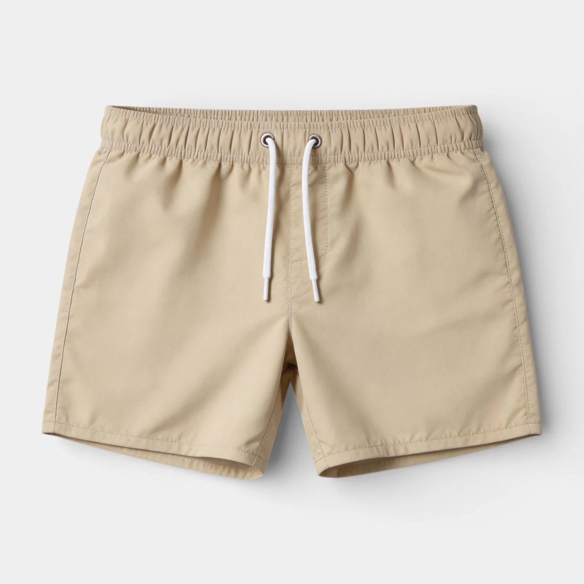 Solid Swim Shorts Elastic Drawstring Waist for Men