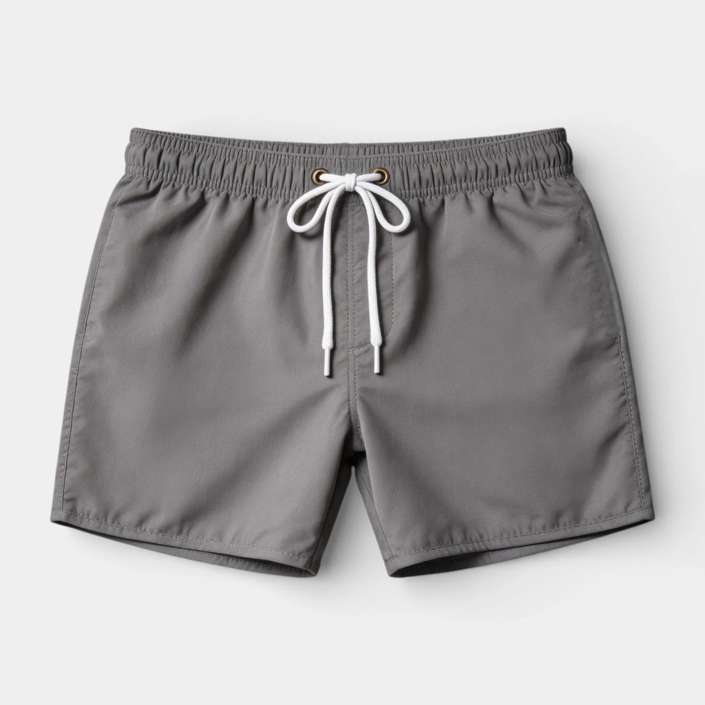 Solid Swim Shorts Elastic Drawstring Waist for Men