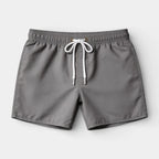 Solid Swim Shorts Elastic Drawstring Waist for Men