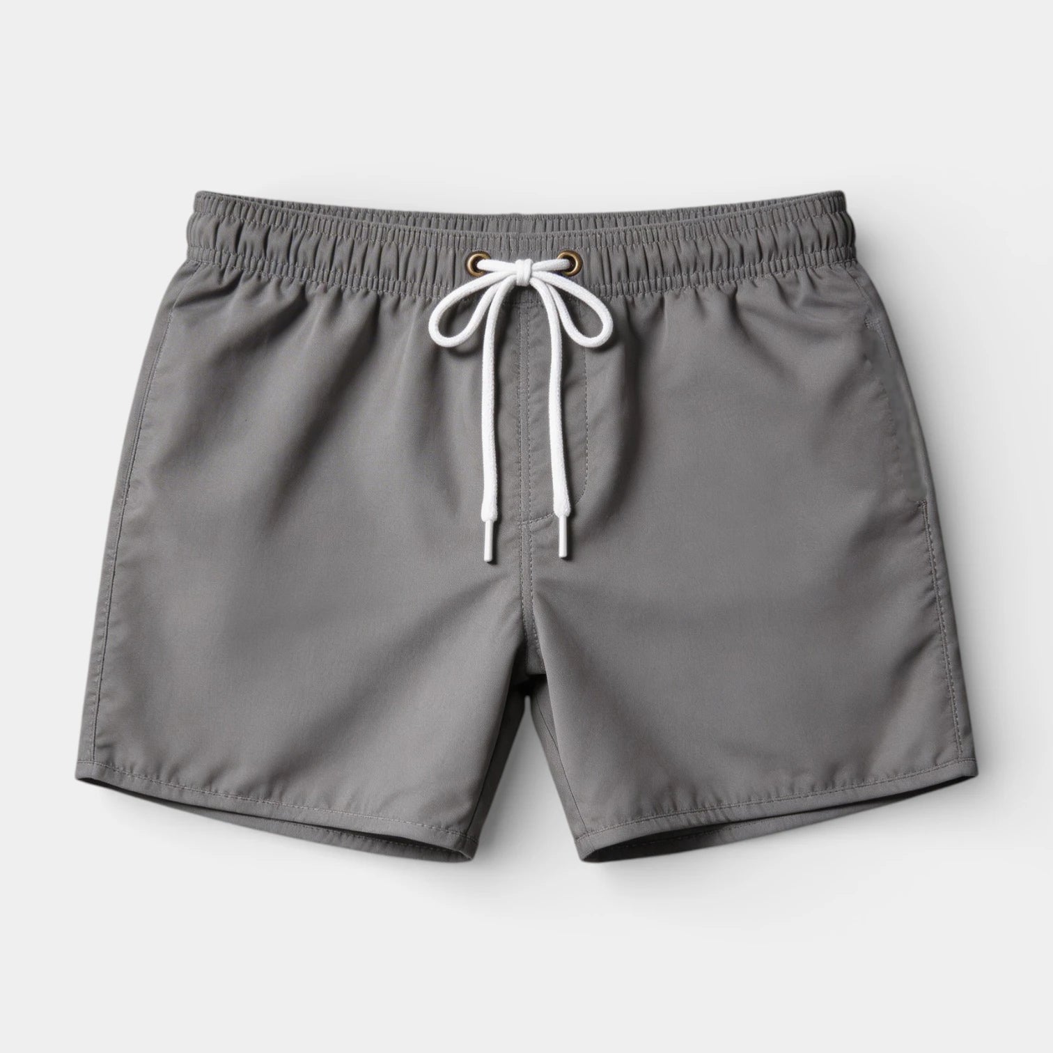 Solid Swim Shorts Elastic Drawstring Waist for Men
