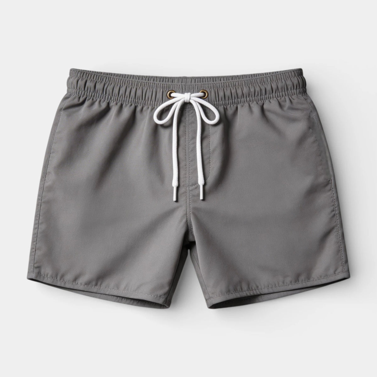 Solid Swim Shorts Elastic Drawstring Waist for Men