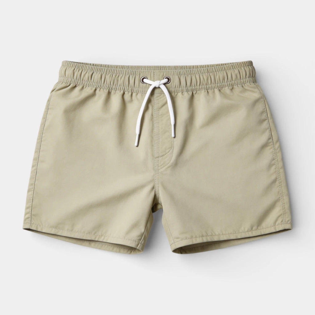 Solid Swim Shorts Elastic Drawstring Waist for Men
