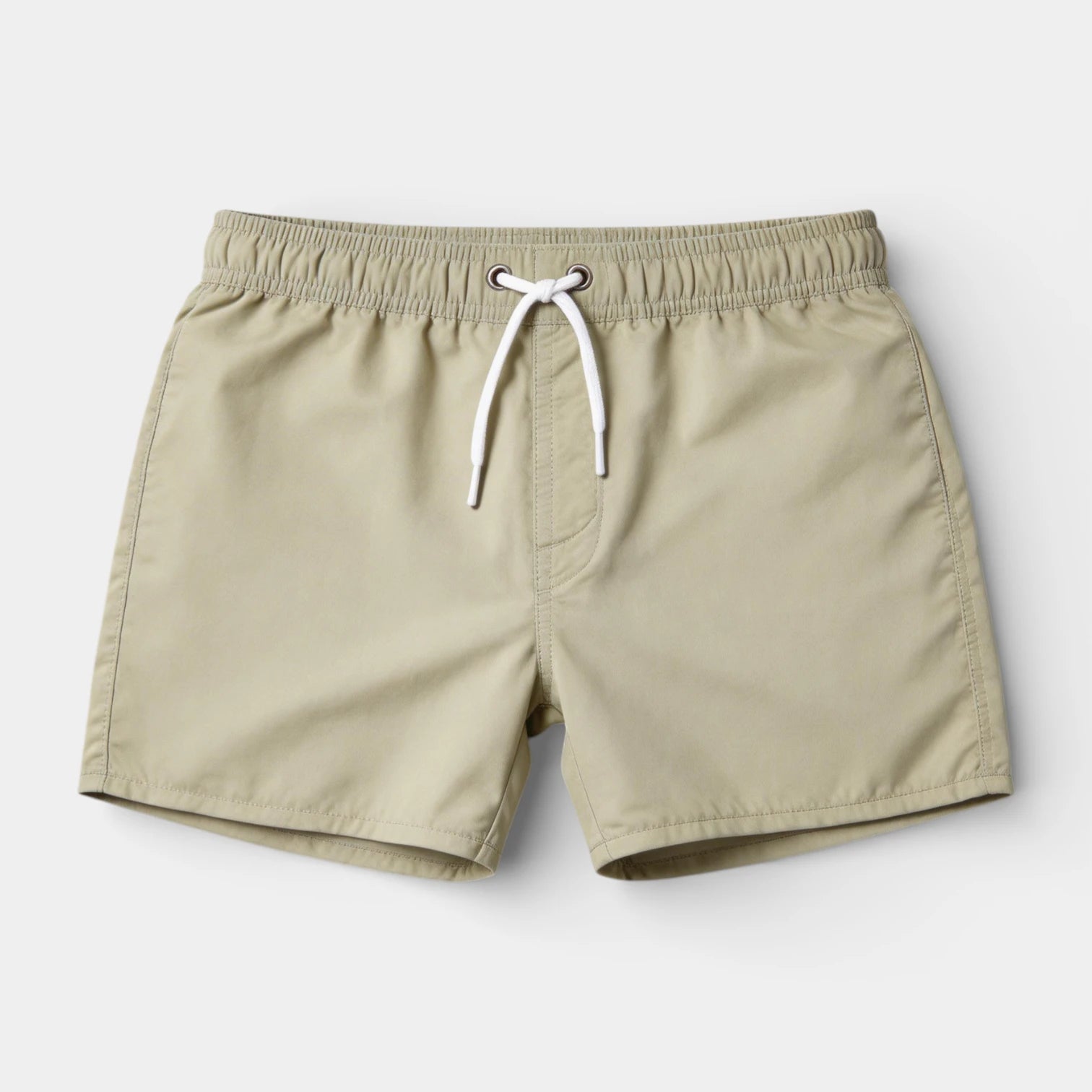 Solid Swim Shorts Elastic Drawstring Waist for Men
