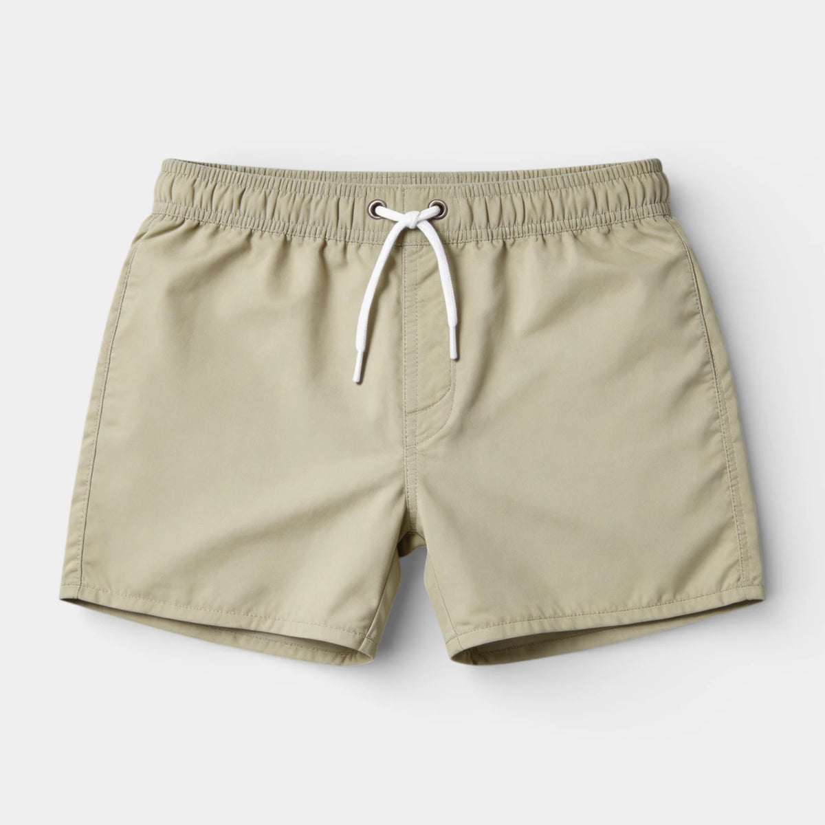 Solid Swim Shorts Elastic Drawstring Waist for Men