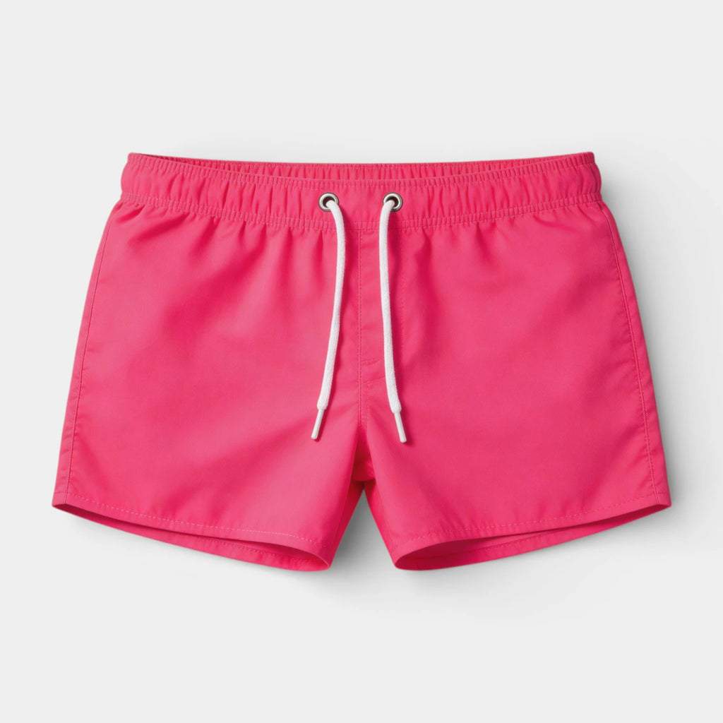 Solid Swim Shorts Elastic Drawstring Waist for Men