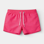 Solid Swim Shorts Elastic Drawstring Waist for Men