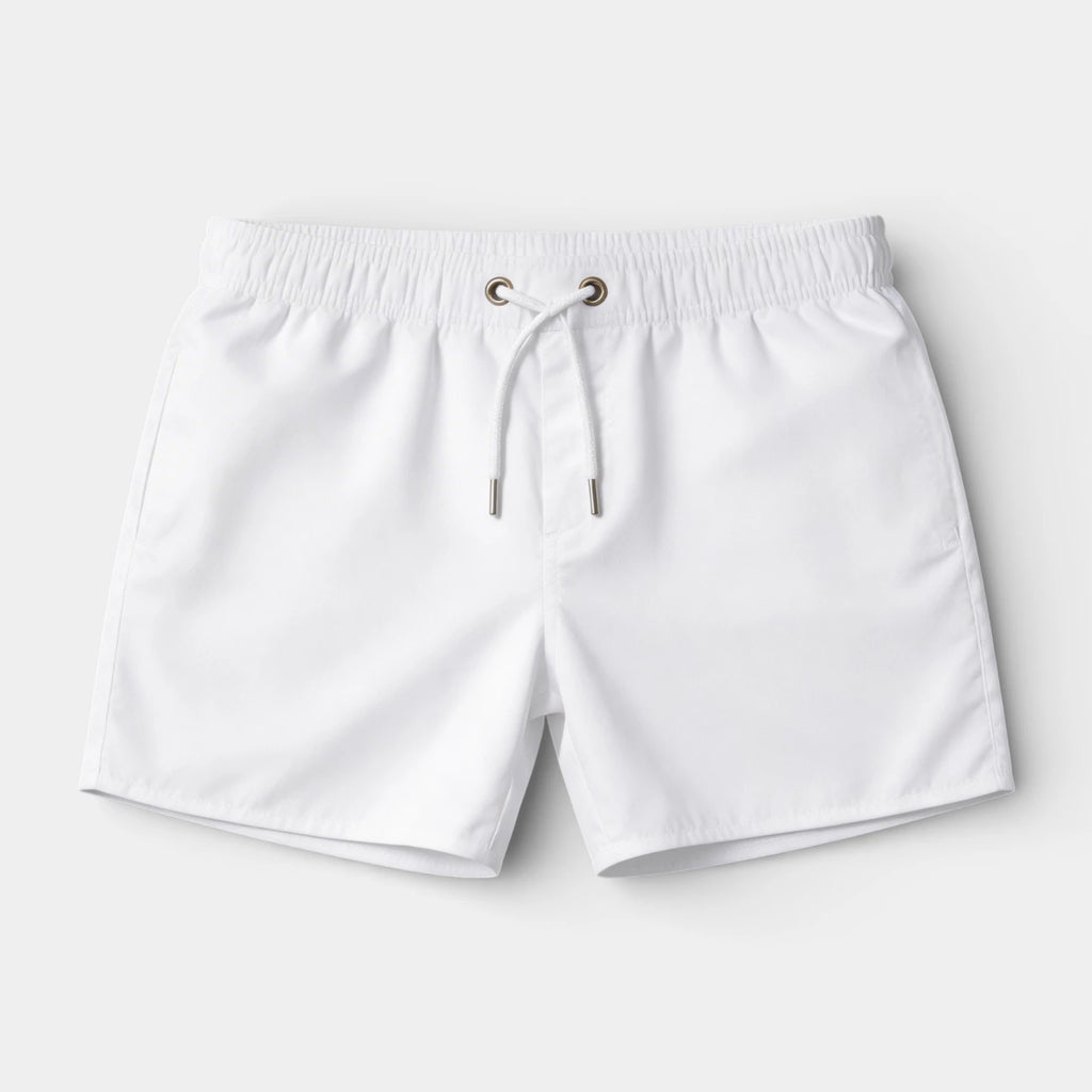 Solid Swim Shorts Elastic Drawstring Waist for Men