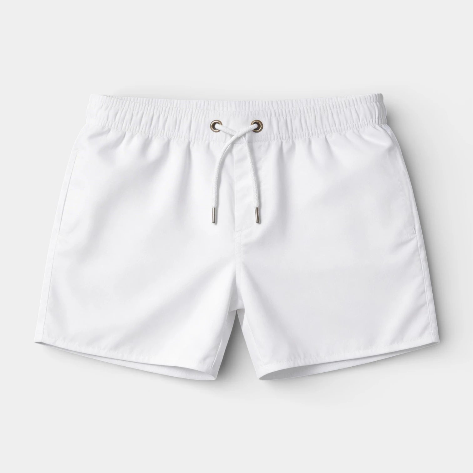 Solid Swim Shorts Elastic Drawstring Waist for Men