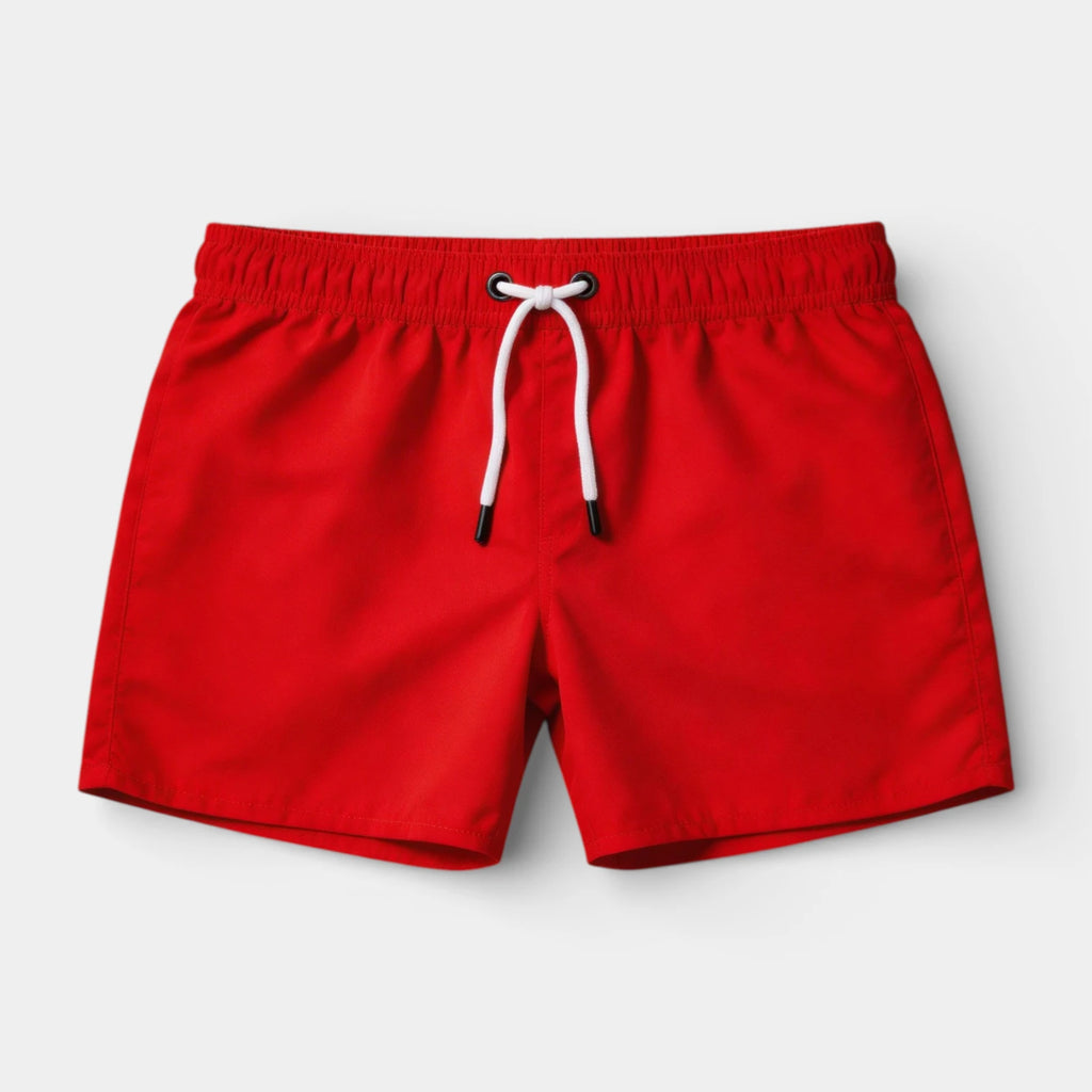 Solid Swim Shorts Elastic Drawstring Waist for Men