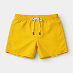 Solid Swim Shorts Elastic Drawstring Waist for Men