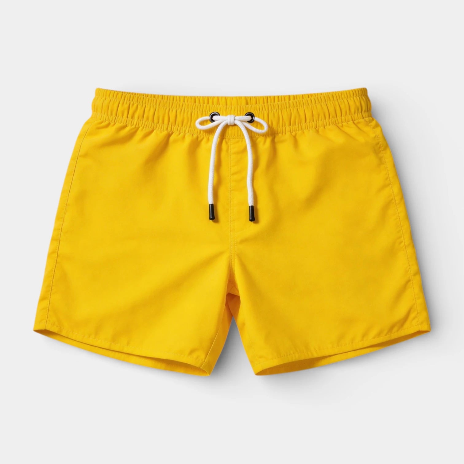 Solid Swim Shorts Elastic Drawstring Waist for Men
