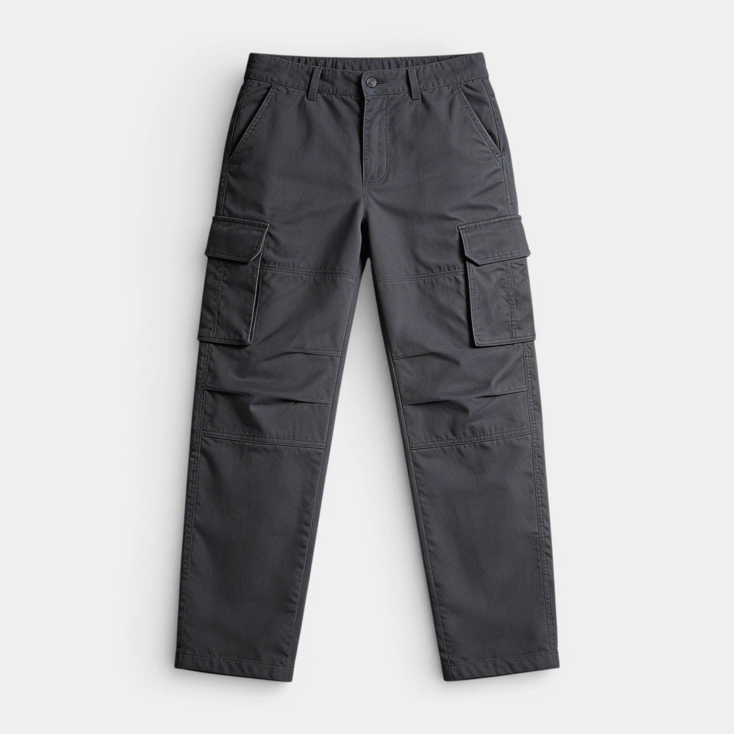 Cargo Pants Straight Fit Button Waist Flap Pockets for Men