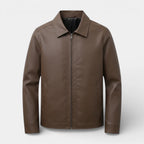 Zip Front Leather Look Jacket Regular Fit for Men