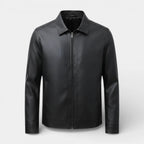 Zip Front Leather Look Jacket Regular Fit for Men