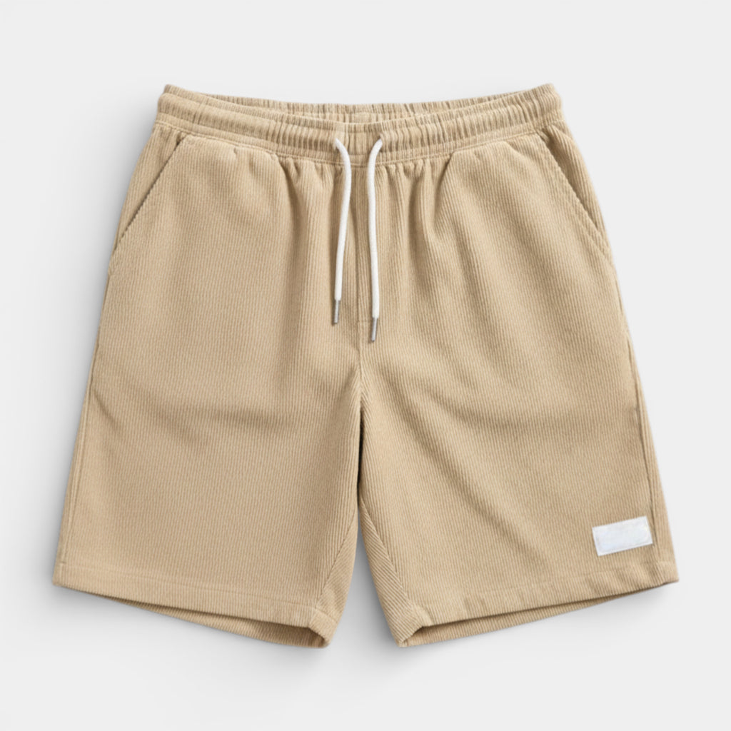 Corduroy Drawstring Shorts Elastic Waist Relaxed Fit for Men