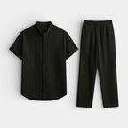 Button-Up Shirt Straight Leg Pants Two-Piece Set for Men