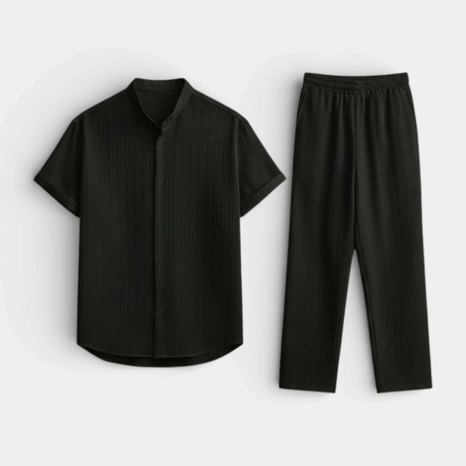 Button-Up Shirt Straight Leg Pants Two-Piece Set for Men