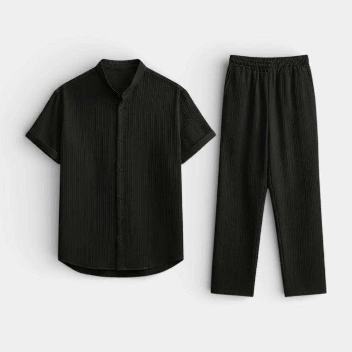 Button-Up Shirt Straight Leg Pants Two-Piece Set for Men