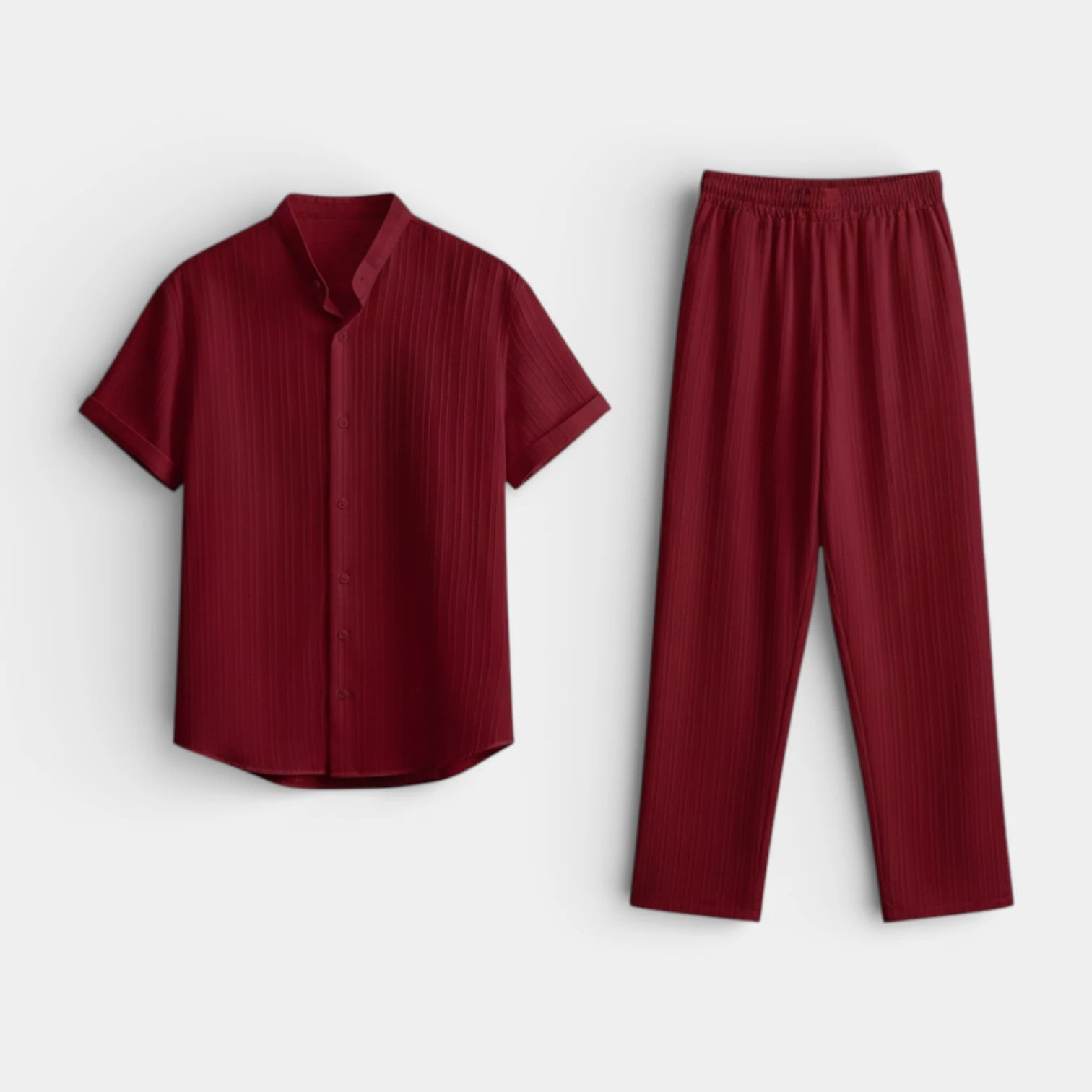 Button-Up Shirt Straight Leg Pants Two-Piece Set for Men